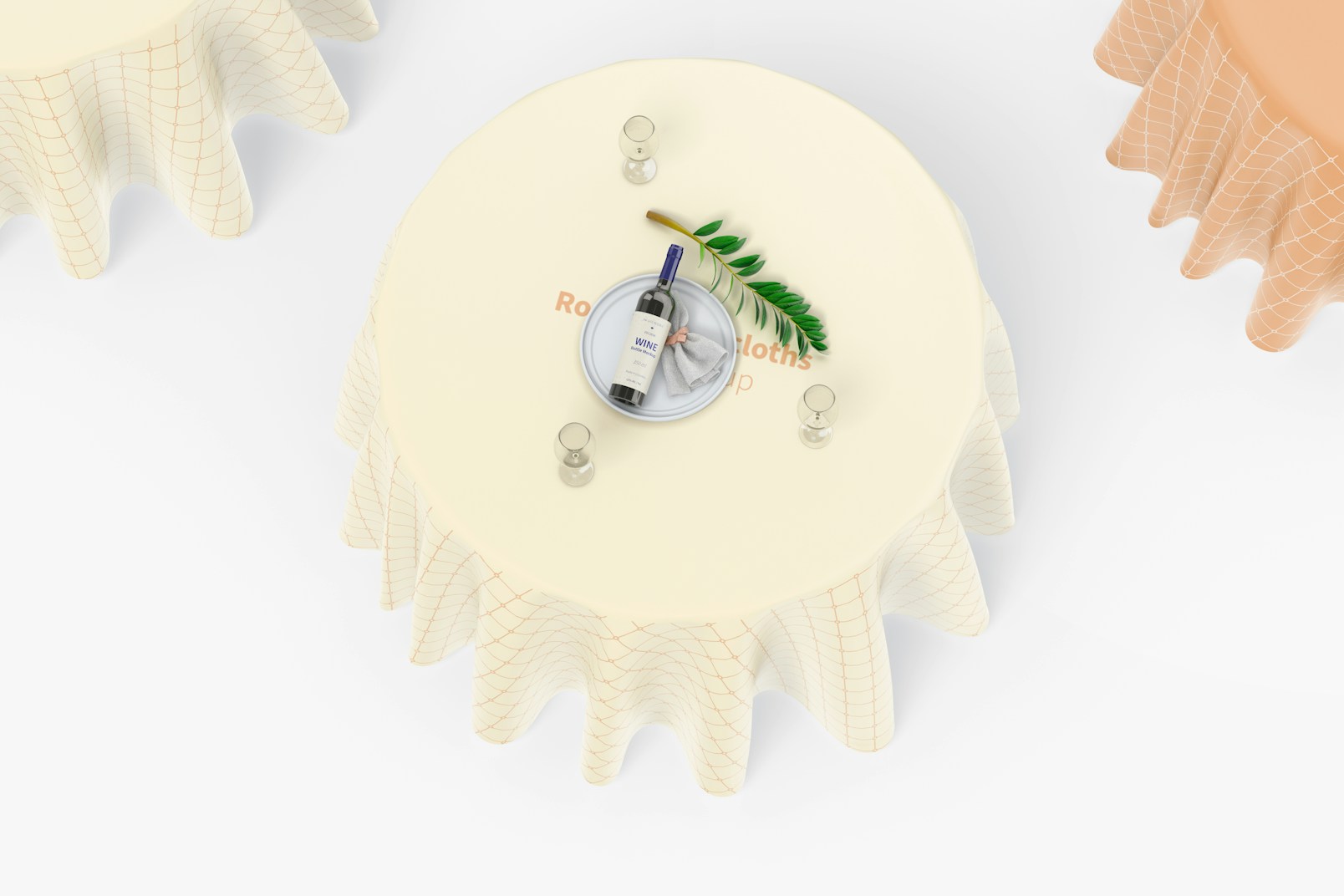 Round Tablecloth Mockup, Top View