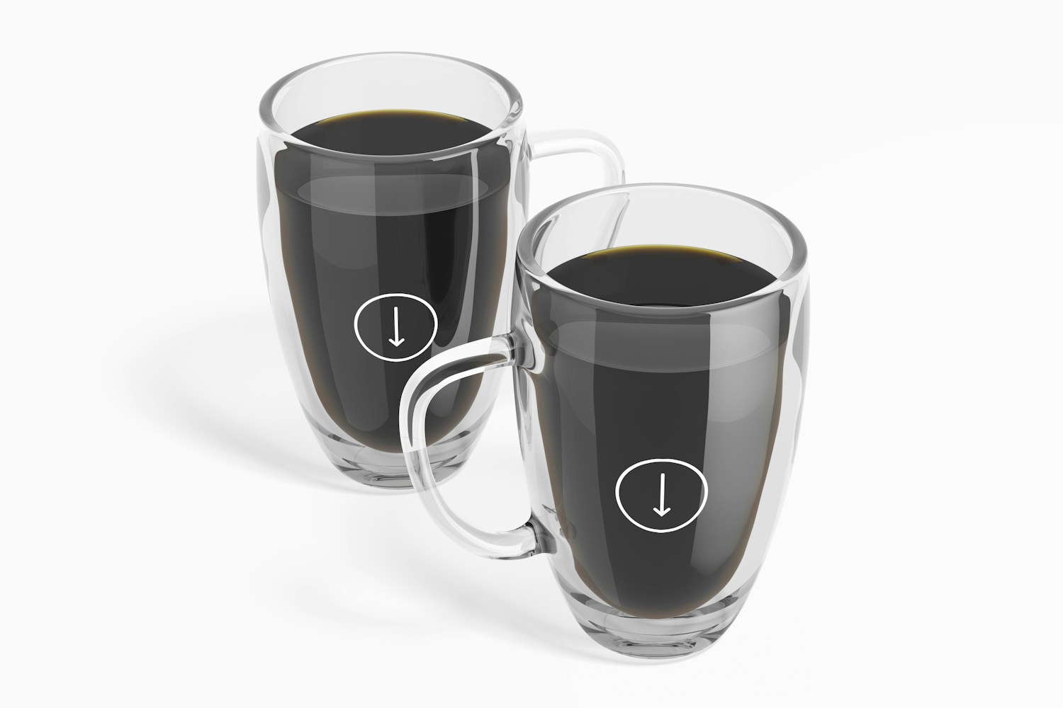 Double Walled Glass Mugs Mockup, Perspective