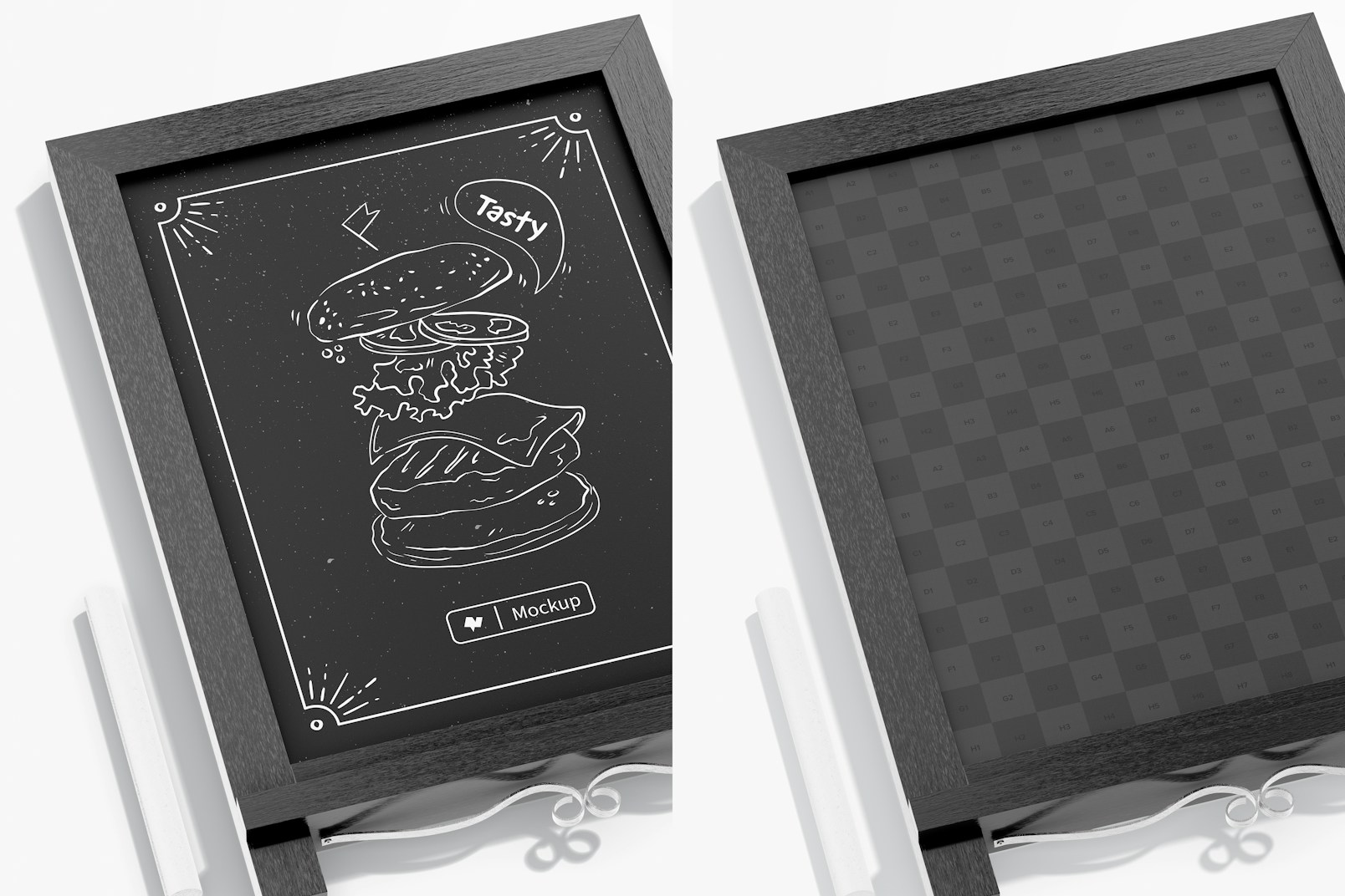 Tabletop Chalkboard with Legs Mockup, Close Up