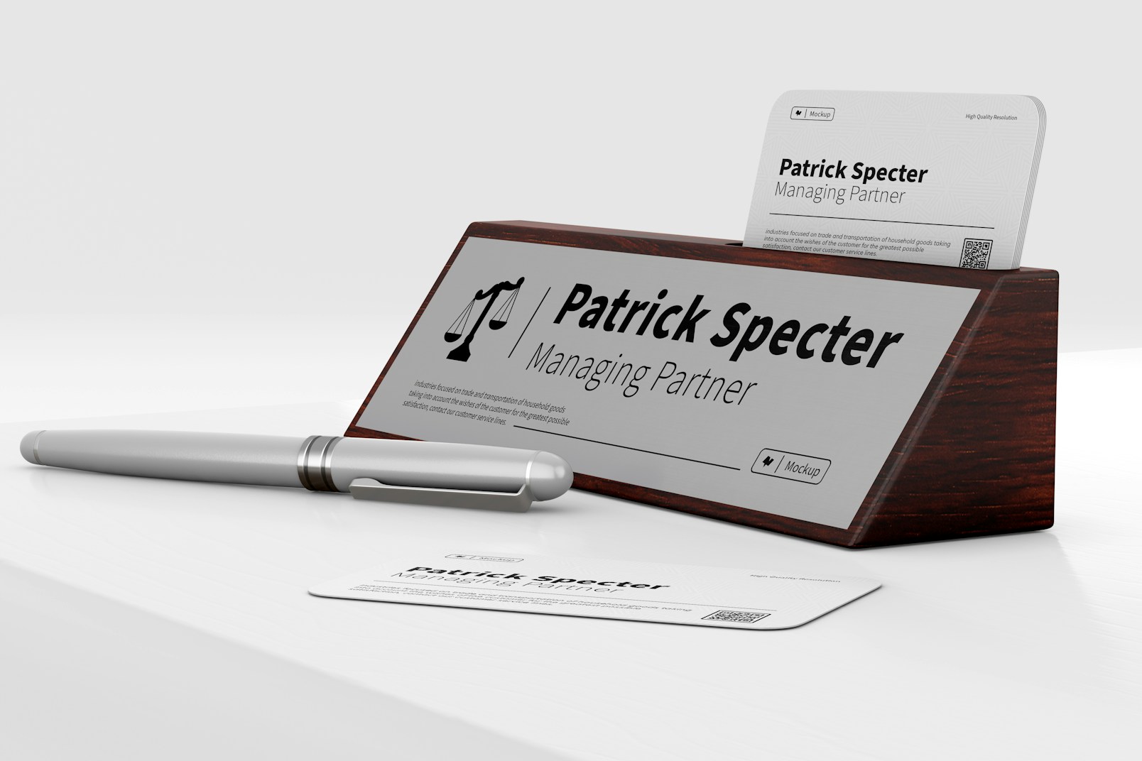 Desk Name Plate with Card Holder Mockup, Right View