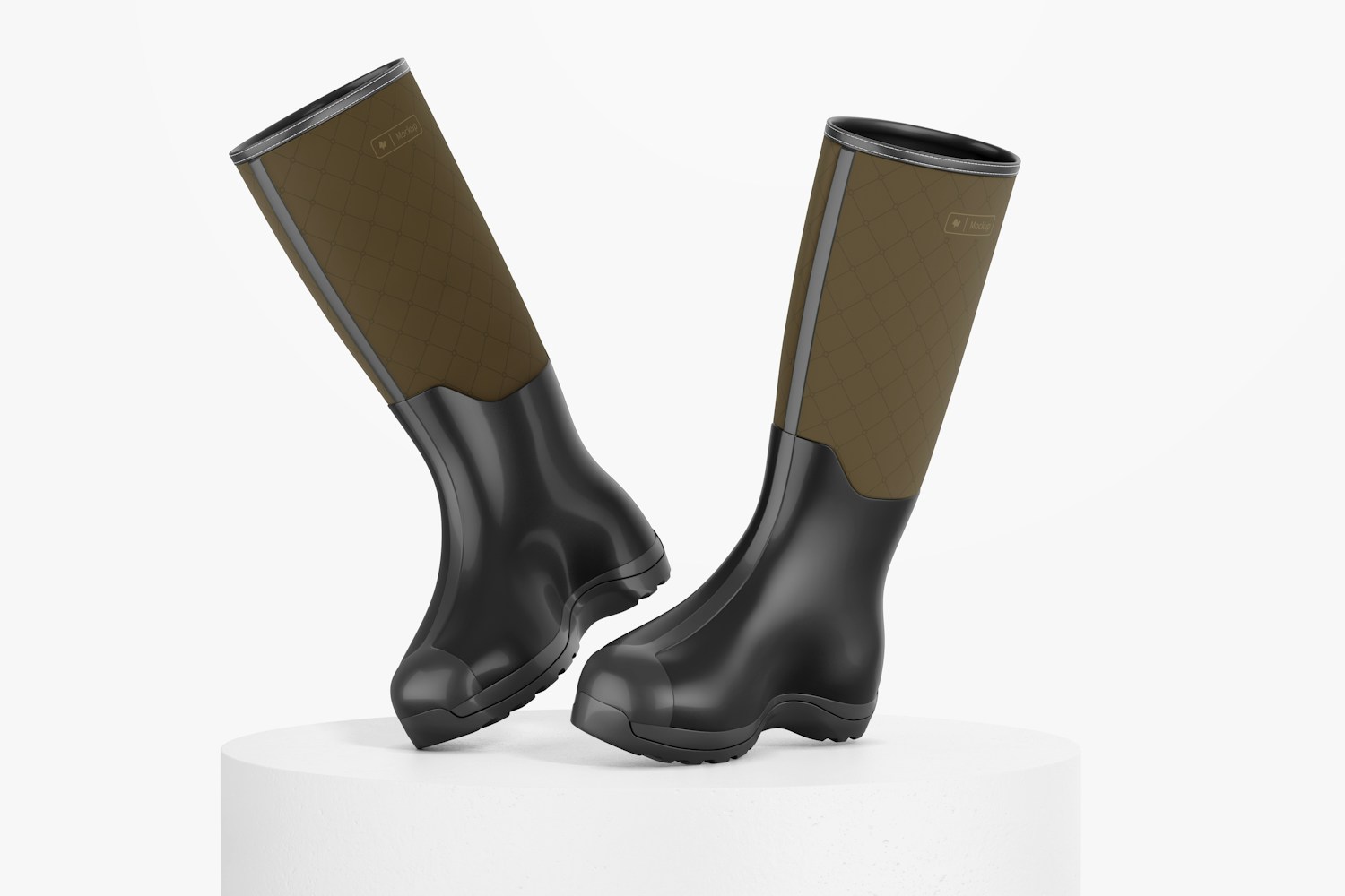 Rubber Boots Mockup, Leaned