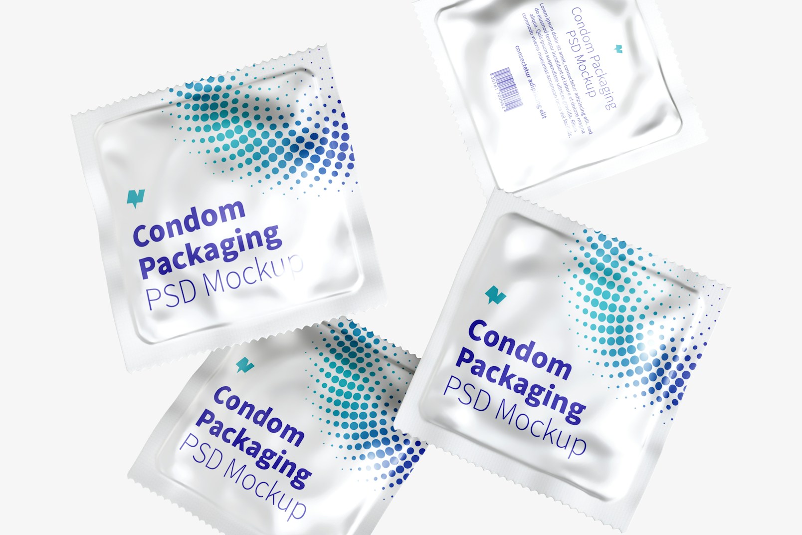 Condoms Packaging Mockup, Floating
