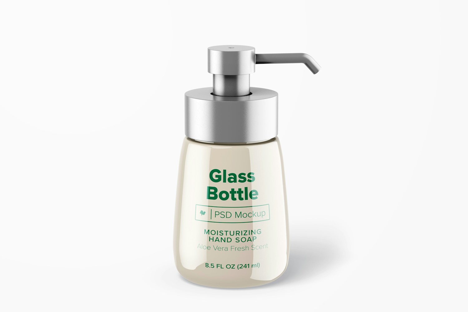 8.4 oz Glass Bottle with Pump Mockup, Front View