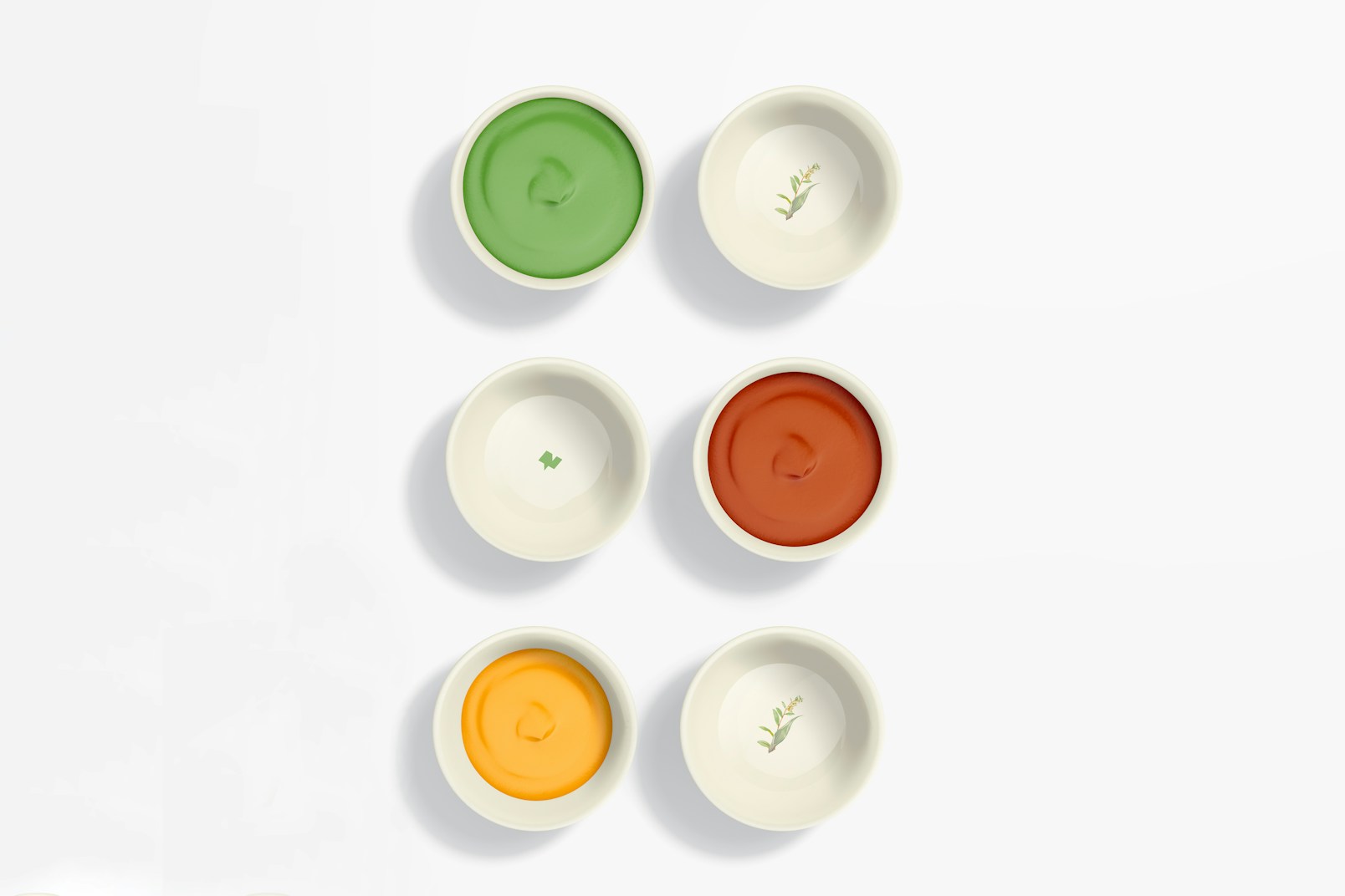 Small Sauce Dishes Mockup, Top View