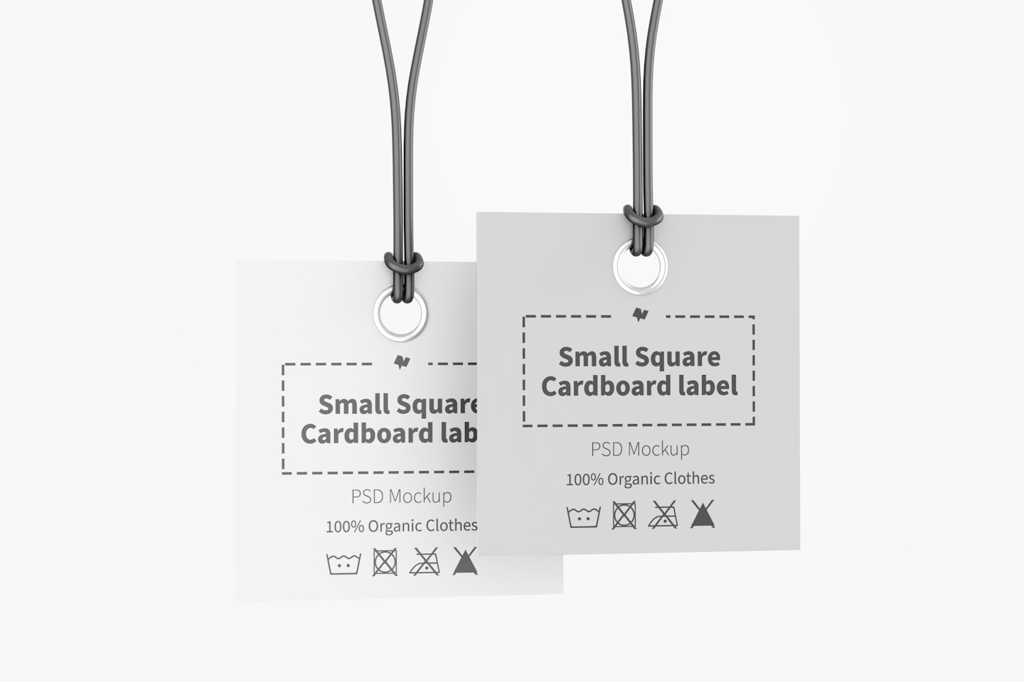 Small Square Cardboard Labels Mockup