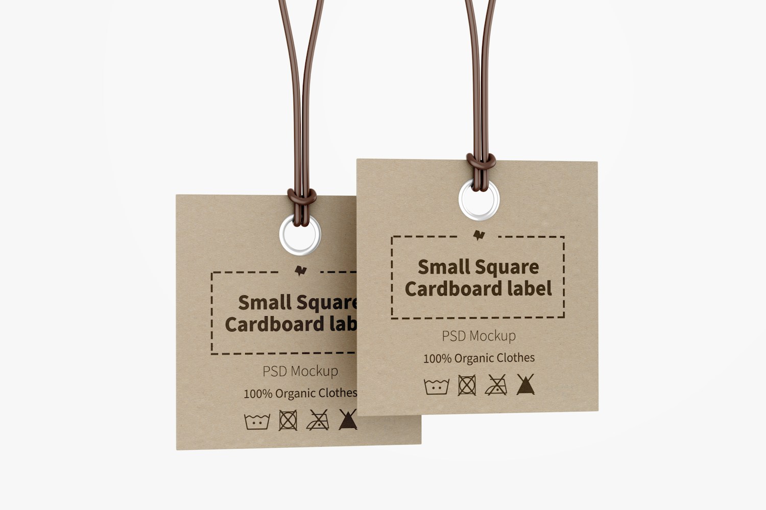 Small Square Cardboard Labels Mockup