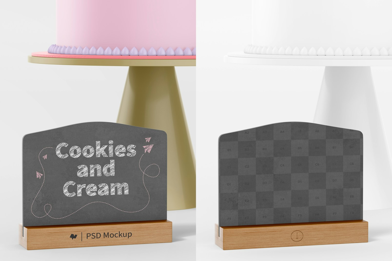 Chalkboard Sign with Base Stand Mockup, Left View