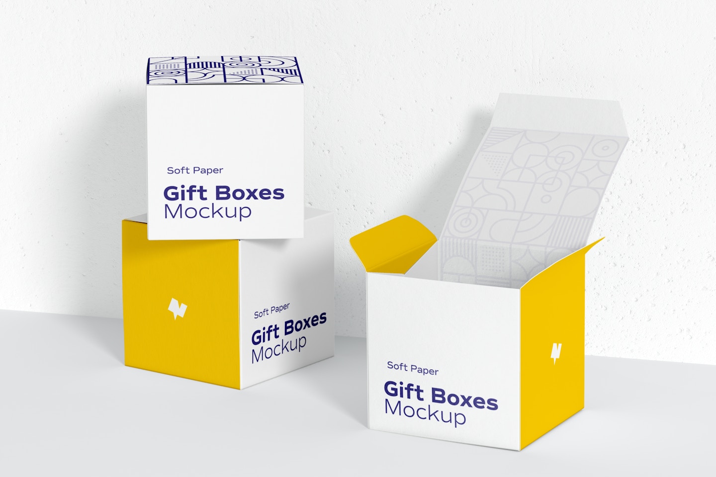 Soft Paper Gift Boxes Mockup, Right View