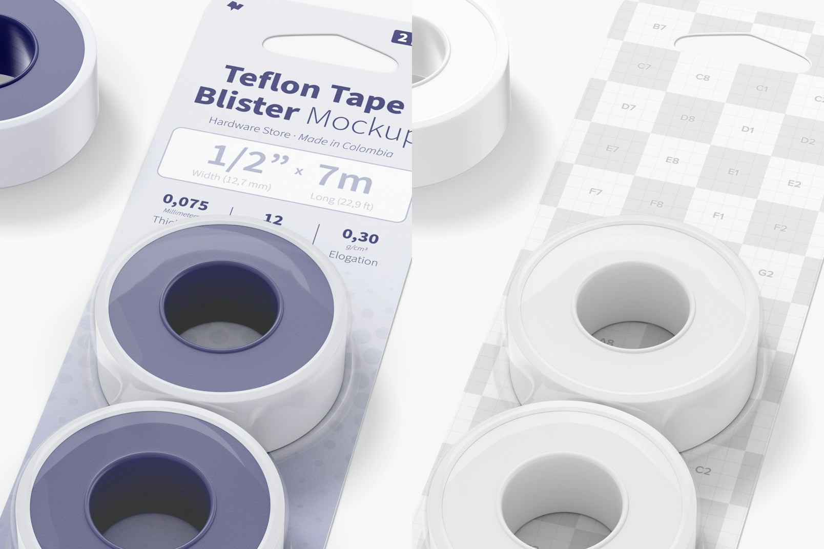 Teflon Tape Blister Mockup, Close Up