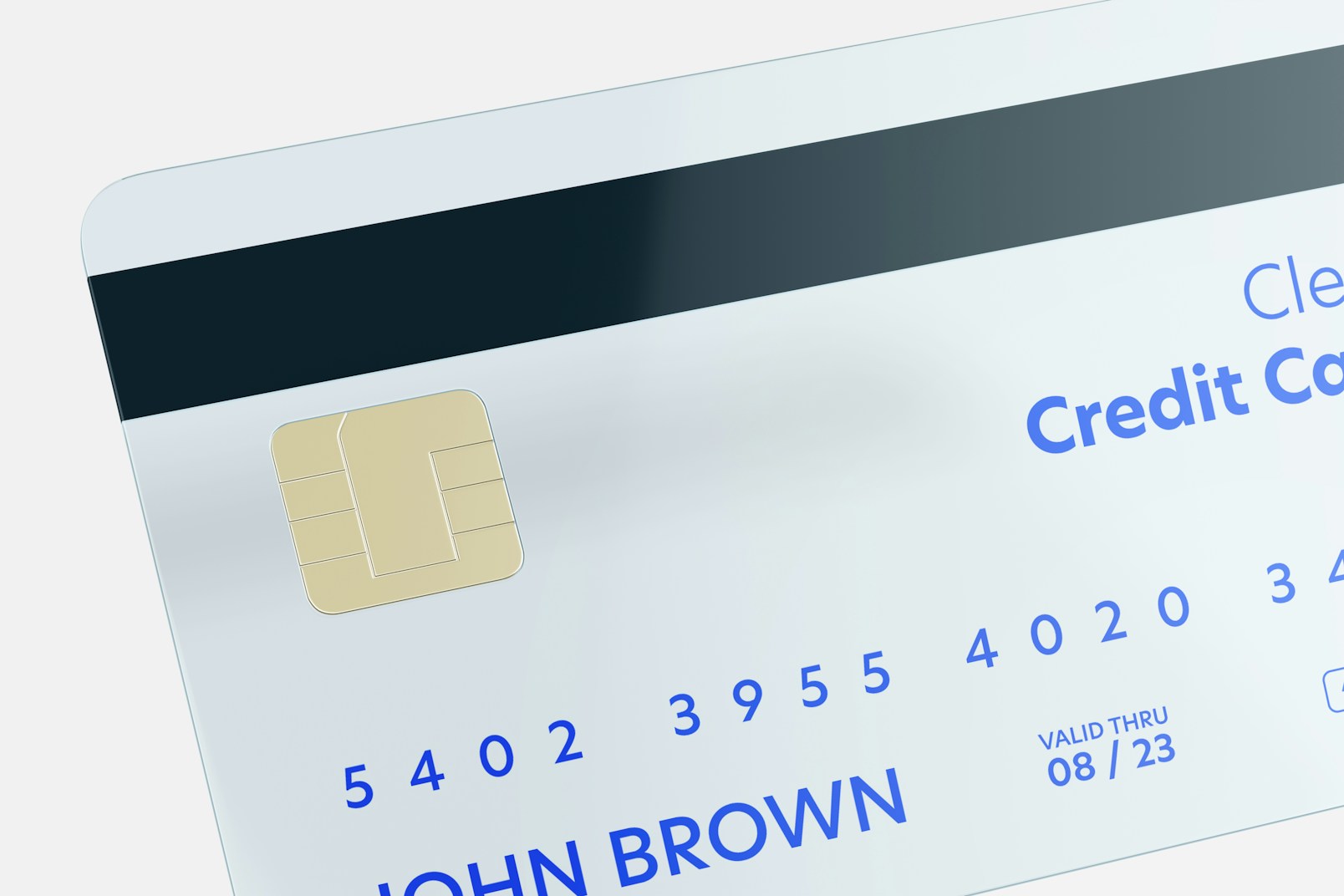 Clear Credit Card Mockup, Close Up