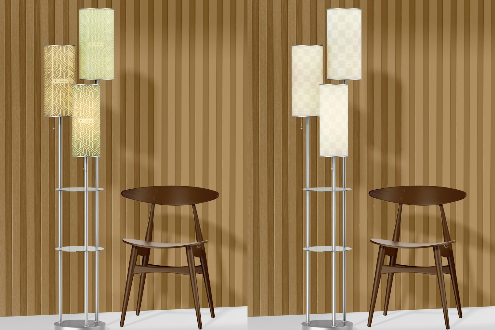 Floor Lamp Trio Mockup, with Chair