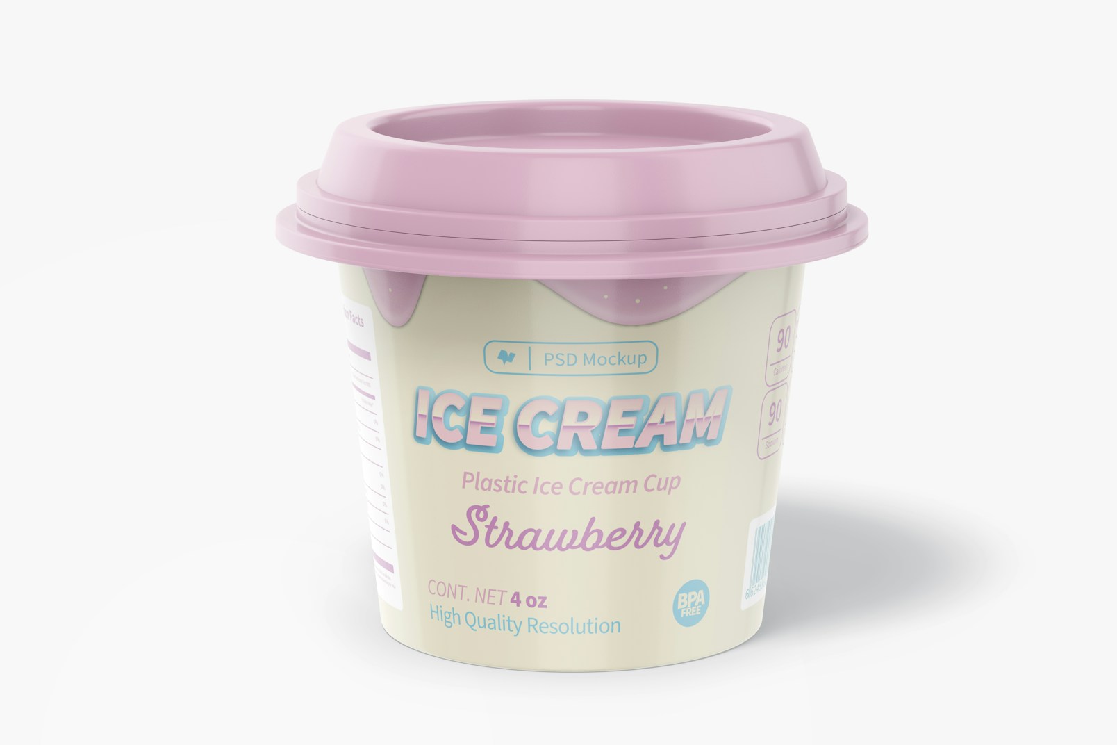 4 oz Plastic Ice Cream Cup Mockup, Front View