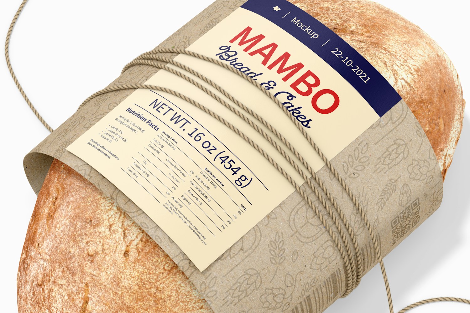 Bread with Label Mockup, Close Up