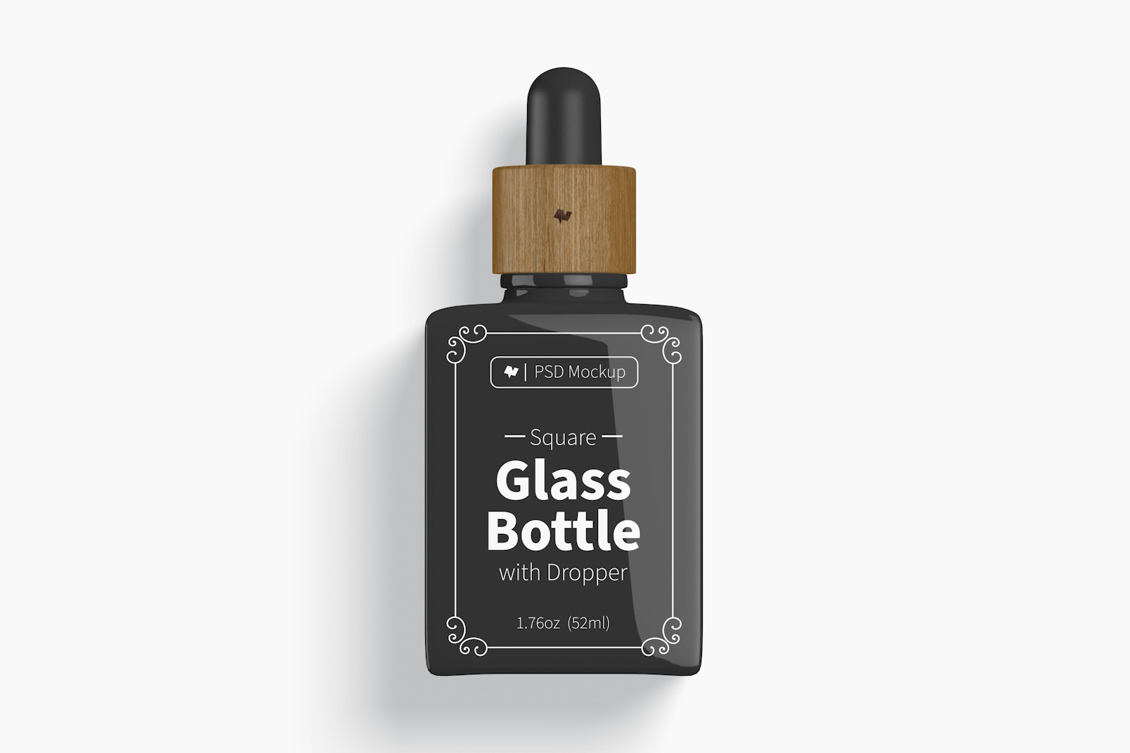 1.76 oz Square Glass Bottle with Dropper Mockup, Top View
