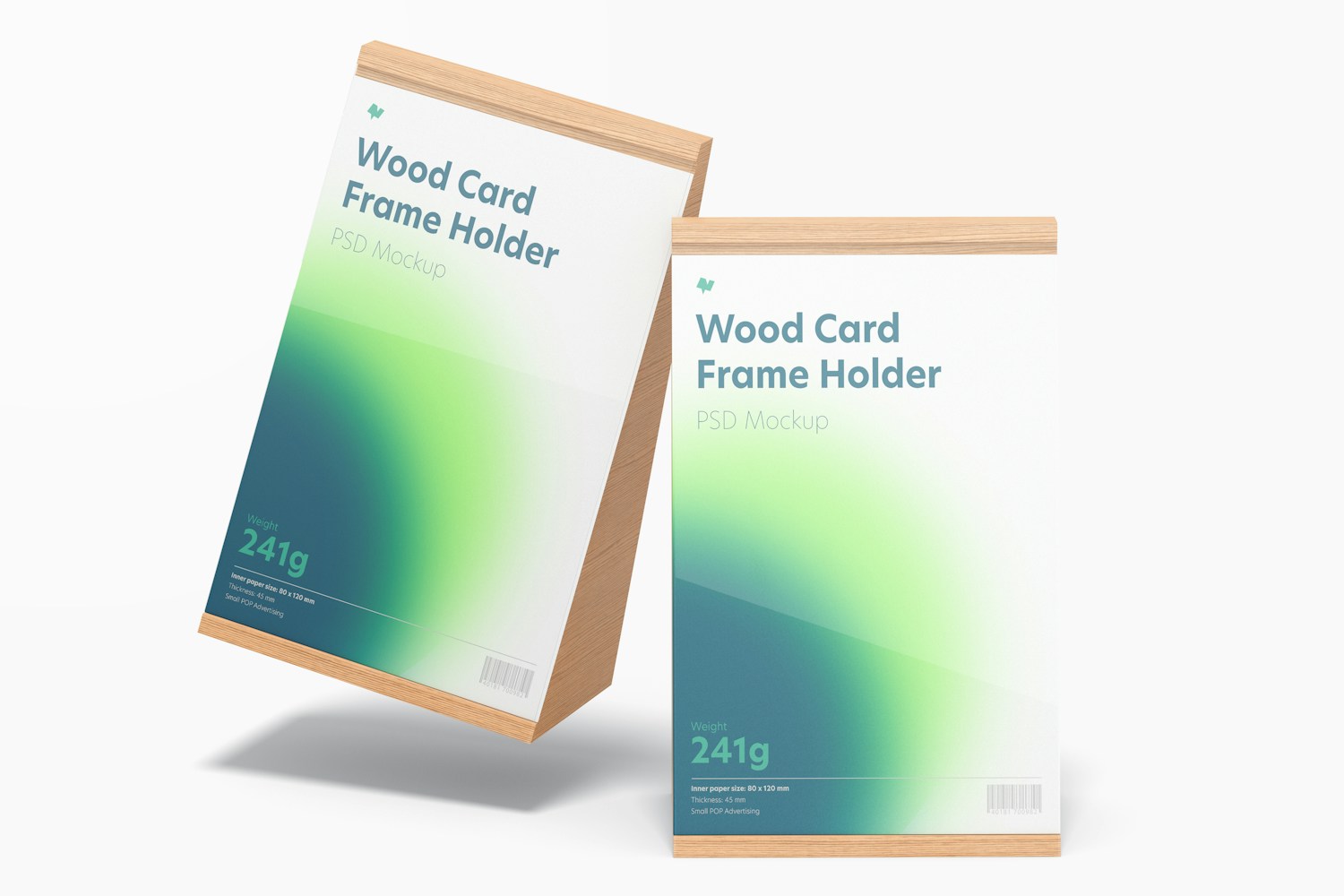 Wood Card Frame Holders Mockup, Falling