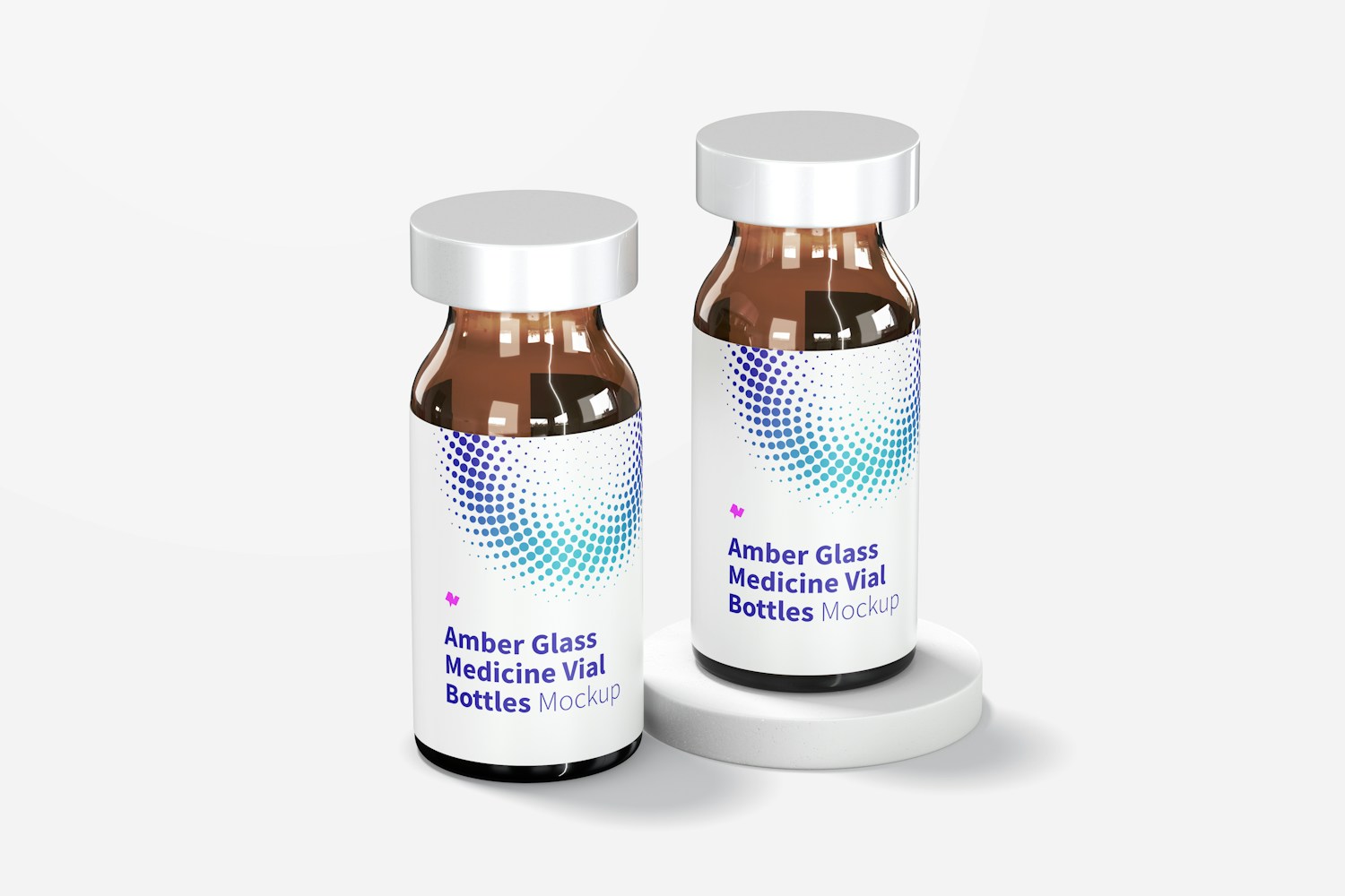 Amber Glass Medicine Vial Bottles Mockup