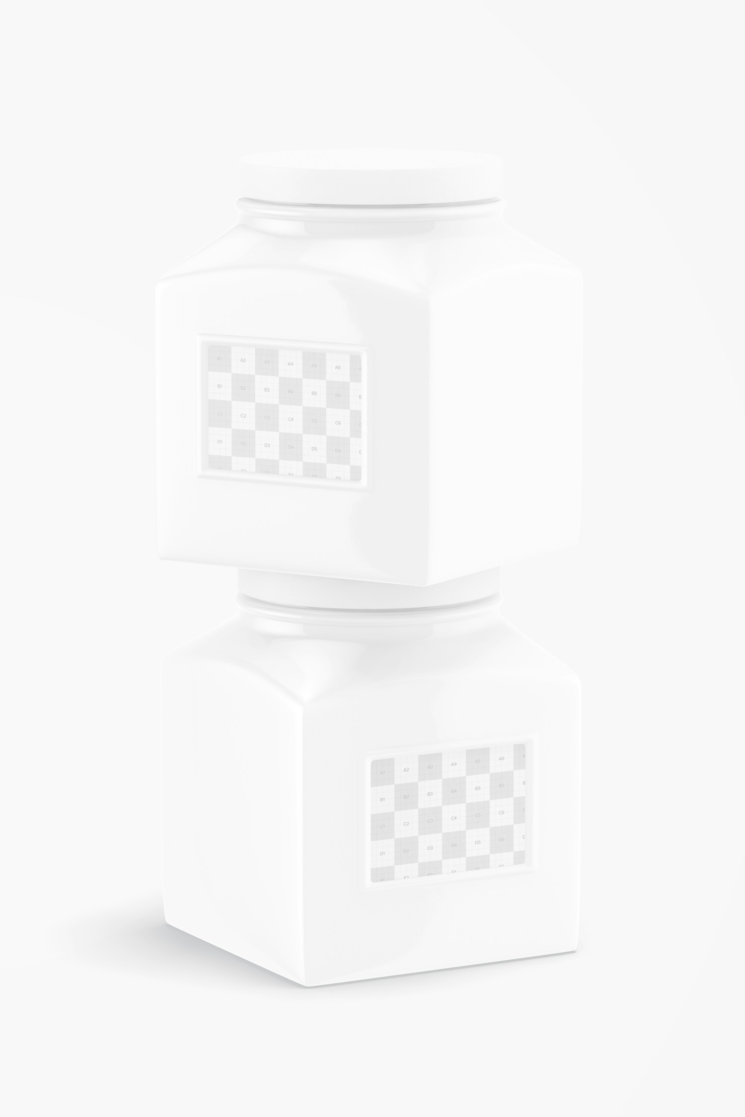 Square Ceramic Canisters Mockup, Stacked
