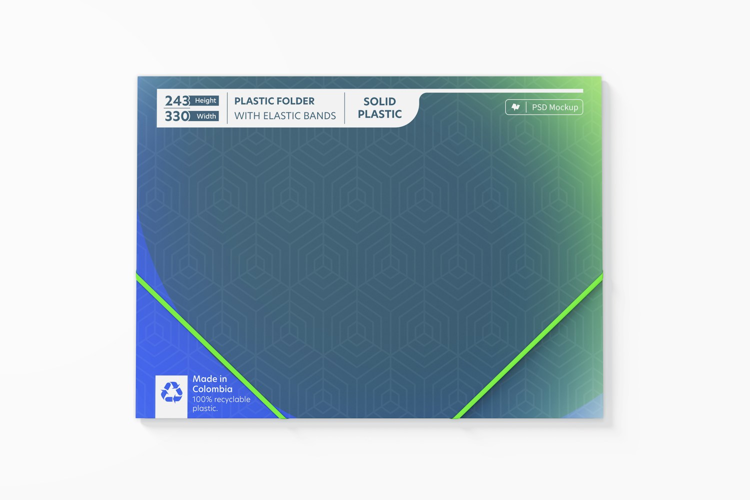 Plastic Folder with Elastic Bands Mockup, Top View
