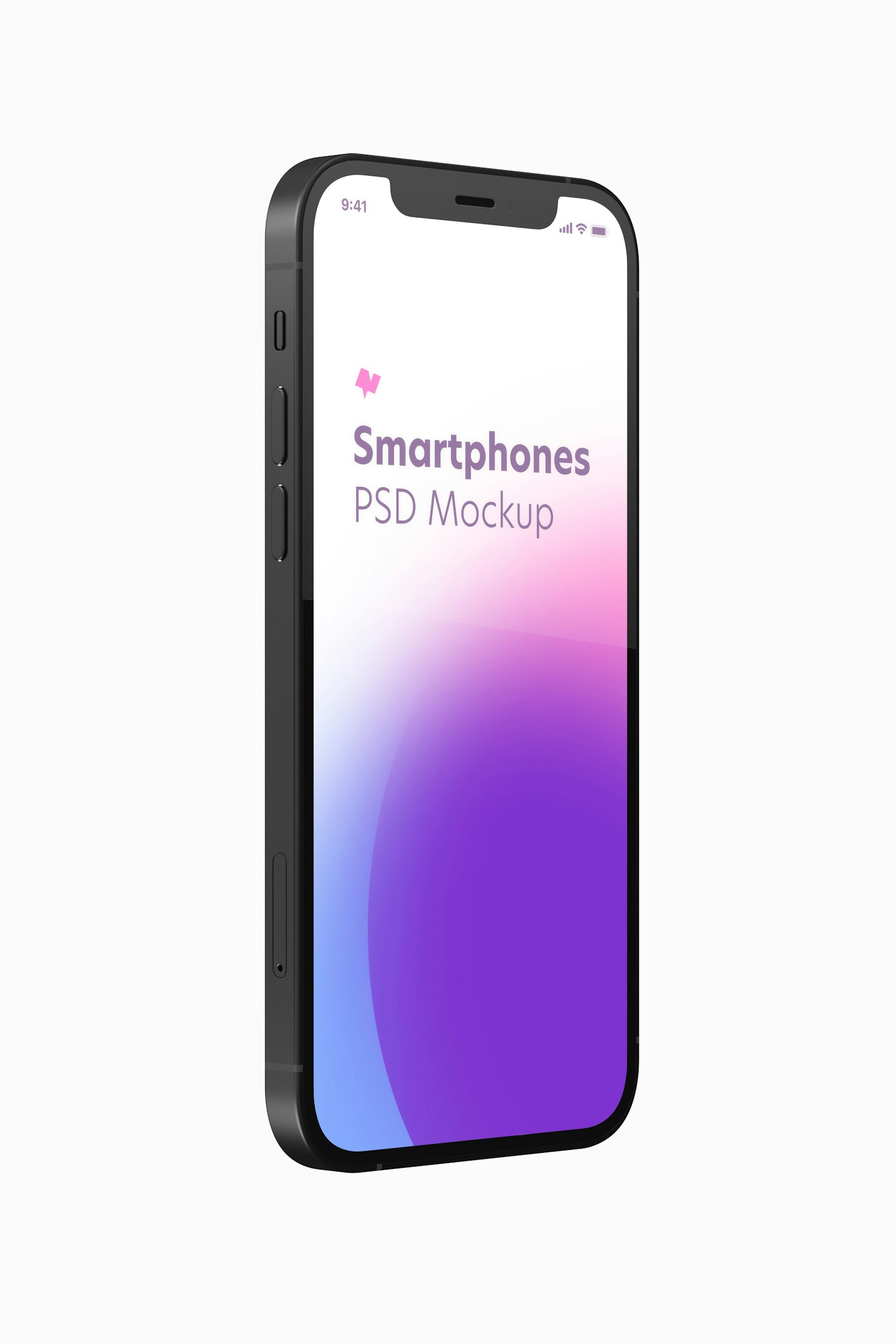 iPhone 12 Purple Version Mockup , Right Side View