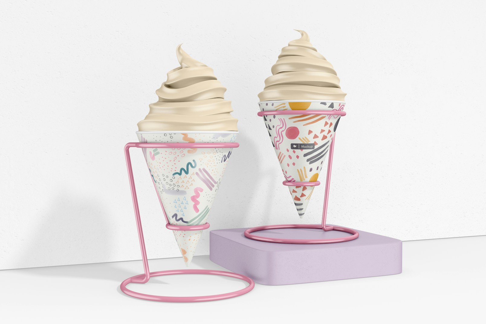 Cone Paper Cups  Mockup, Floating