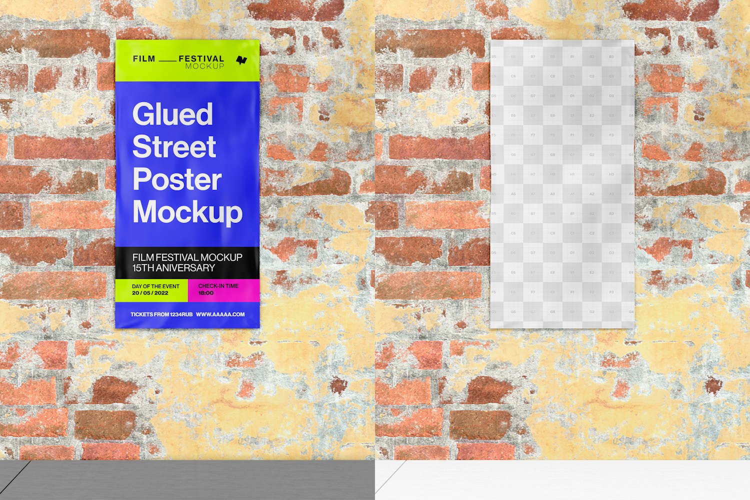 Glued Street Poster Mockup