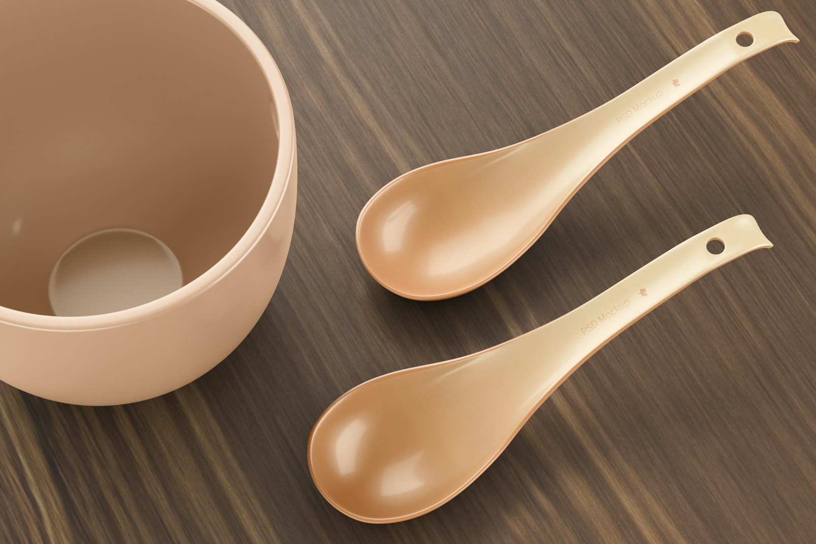Asian Soup Spoons with Bowl Mockup