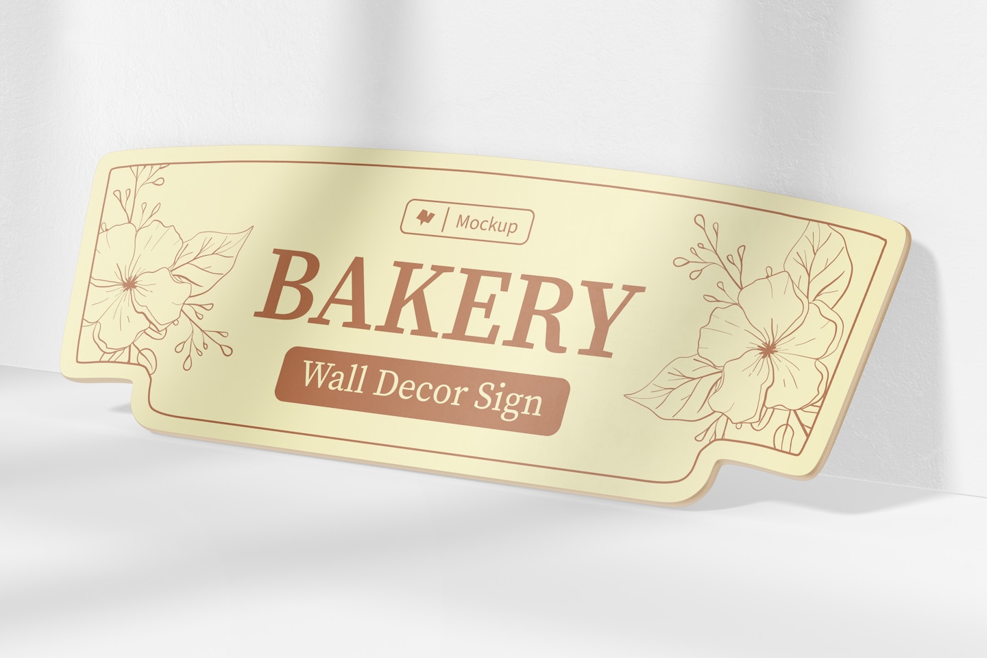 Bakery Wall Decor Sign Mockup, Leaned