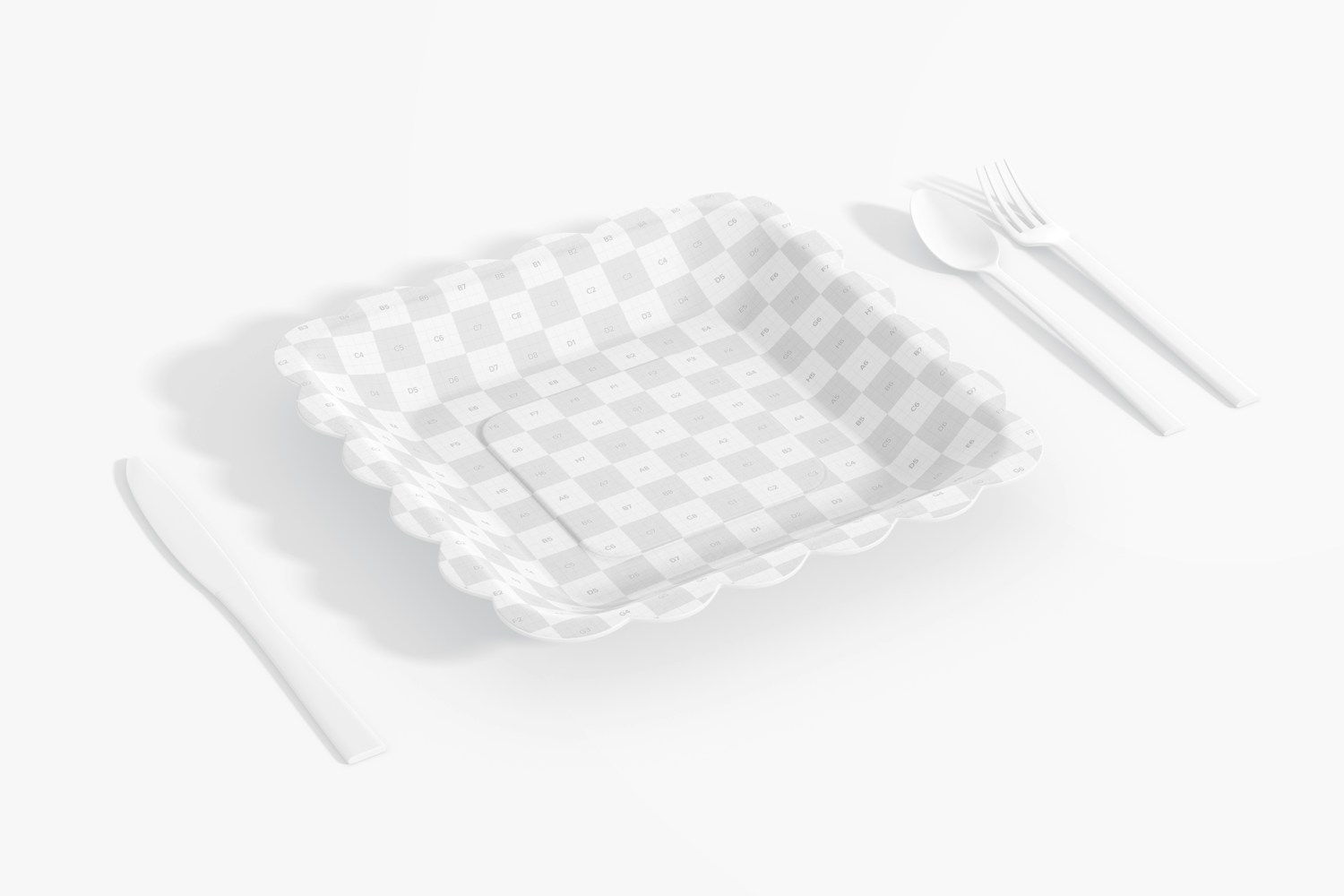 Square Paper Plate Mockup, Perspective