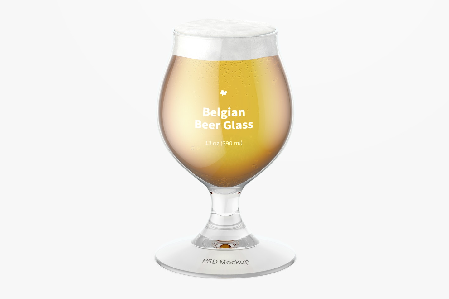 13 oz Belgian Beer Glass Mockup, Front View