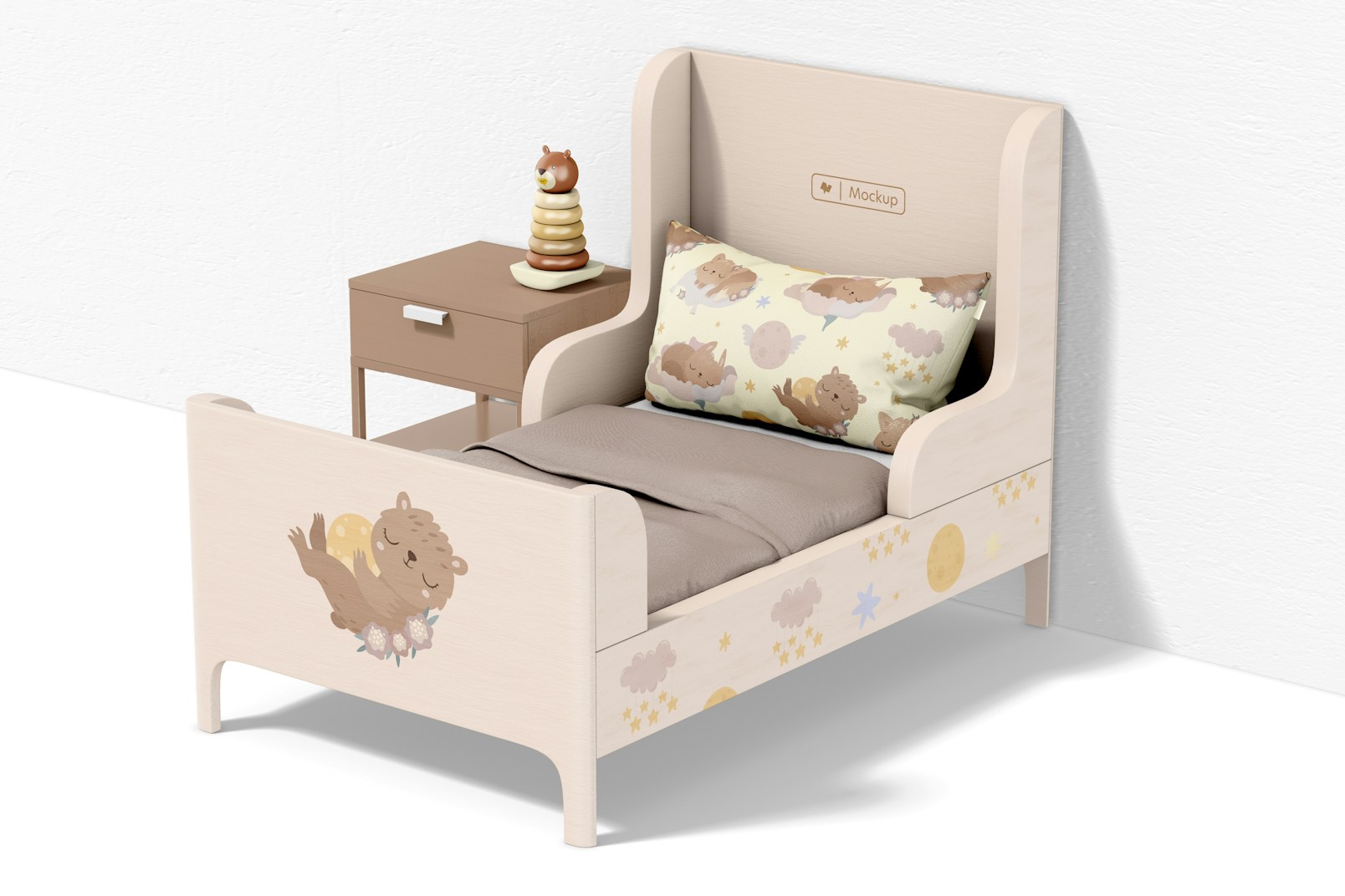 Child Bed Mockup, Left View