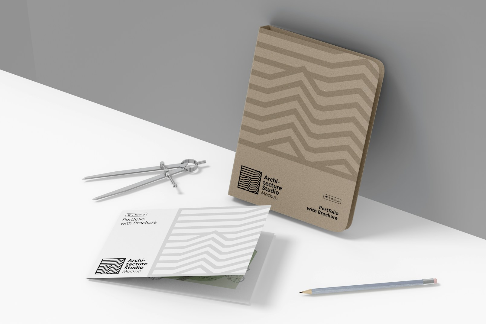 Maqueta de Portafolio de Architectura con Brochure, Inclinado