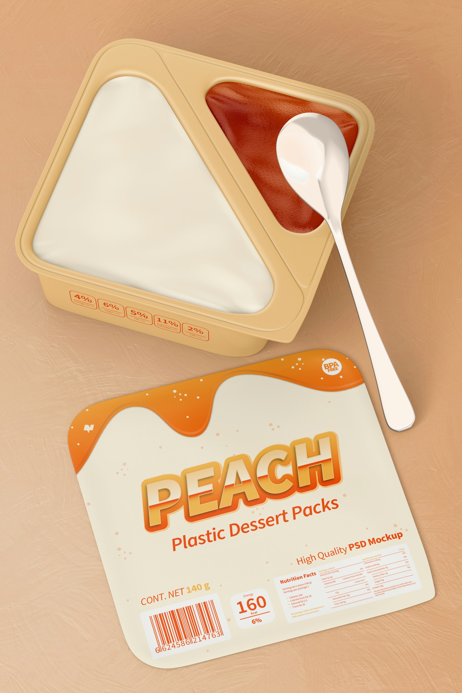Plastic Dessert Pack Mockup, Top View