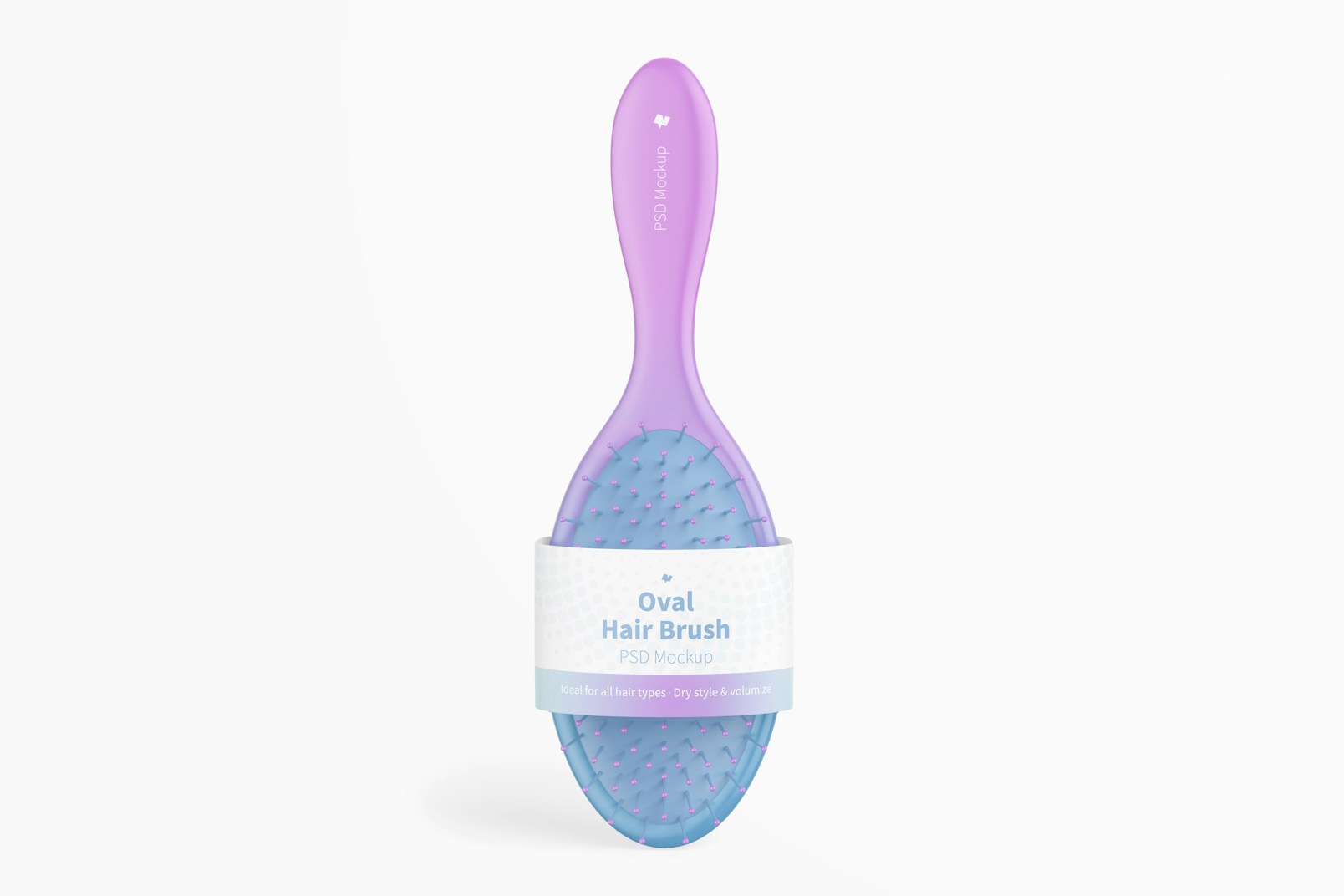 Oval Hair Brush with Label Mockup, Front View