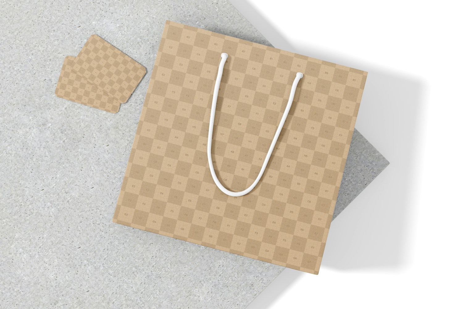 Shopping Bag with Stationary Mockup, Top View