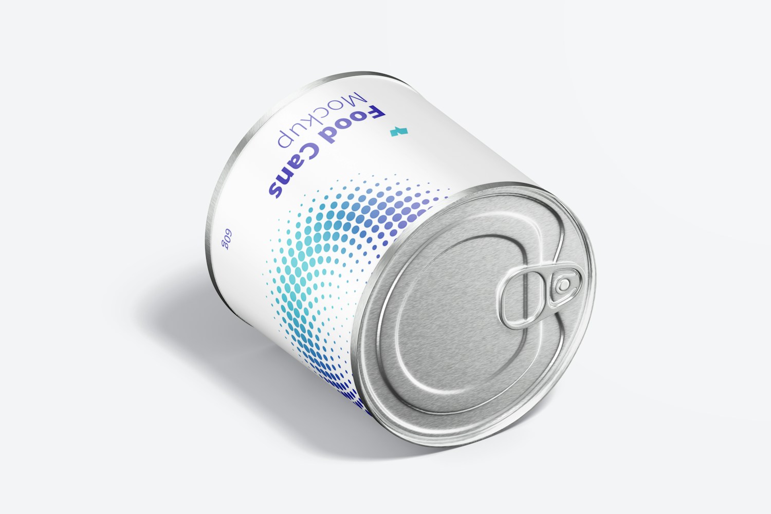 60g Food Can Mockup, Isometric Right View