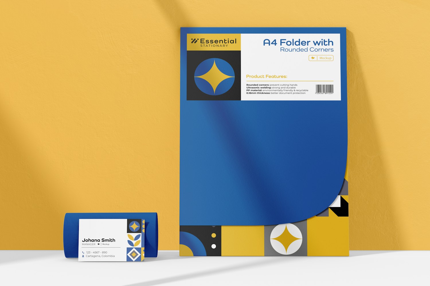 A4 Folder with Rounded Corners Mockup, Front View