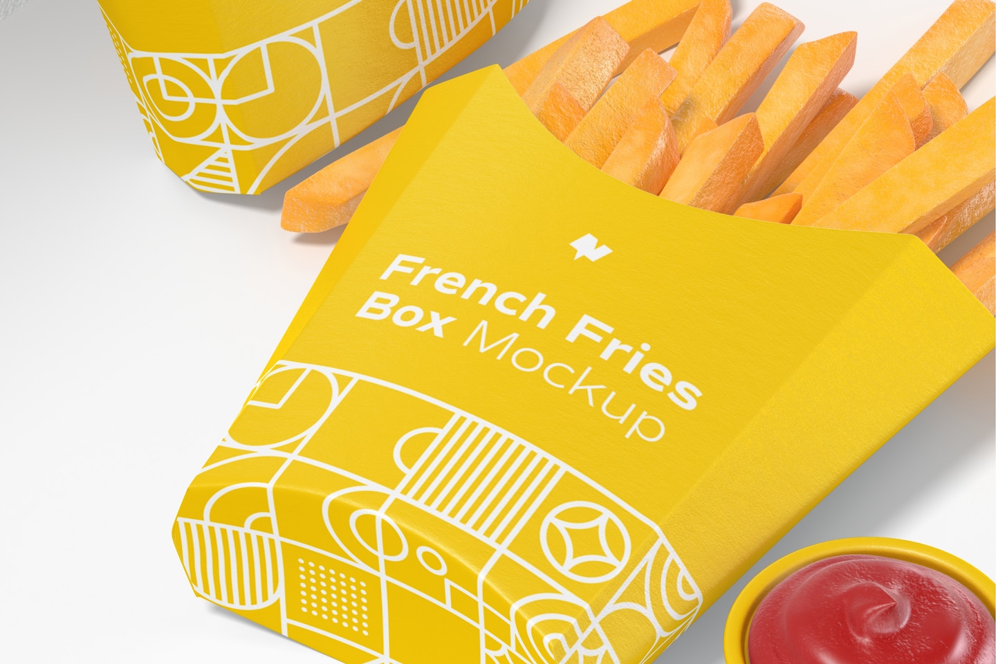 French Fries Box Mockup, Dropped