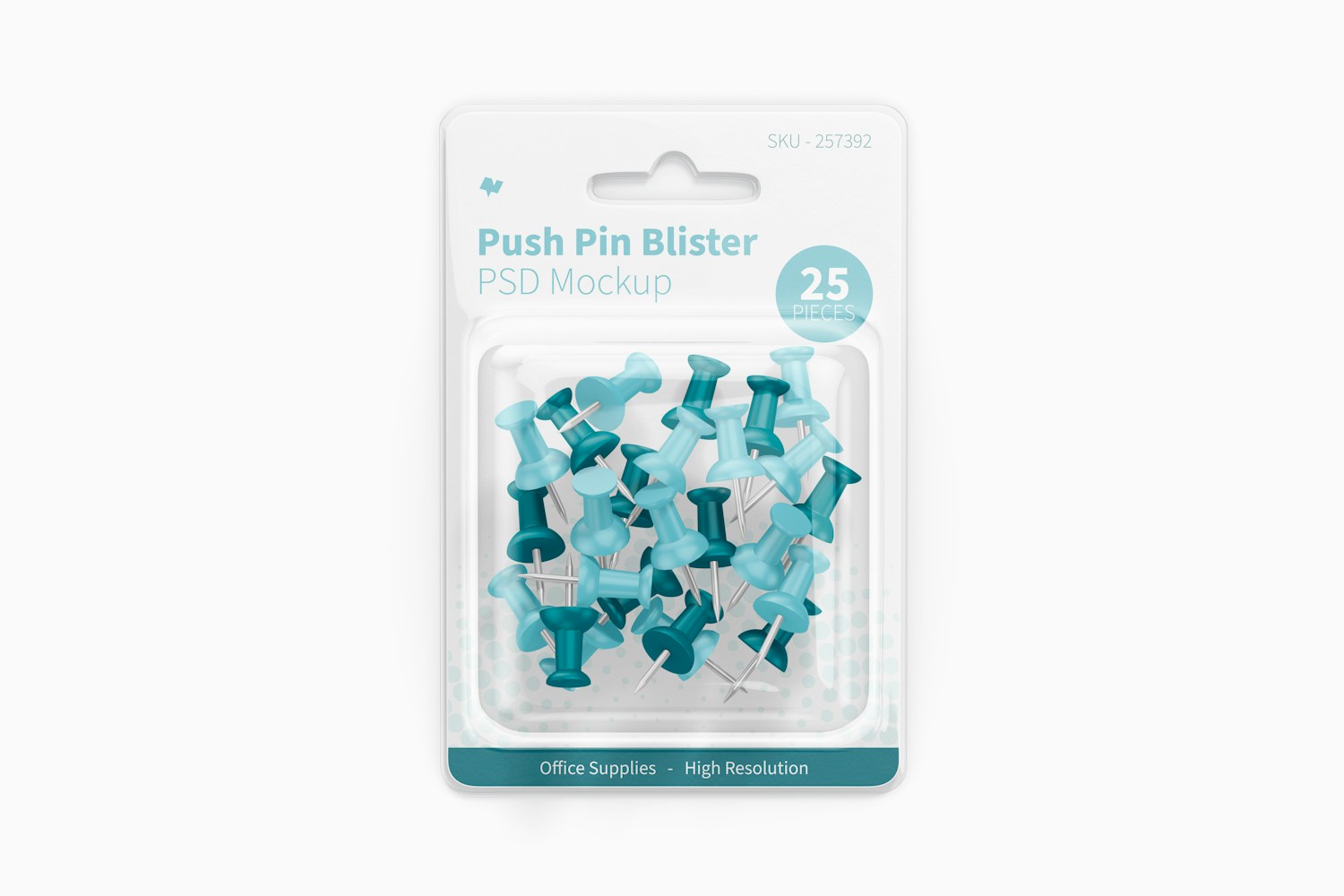 Push Pin Blister Mockup, Top View