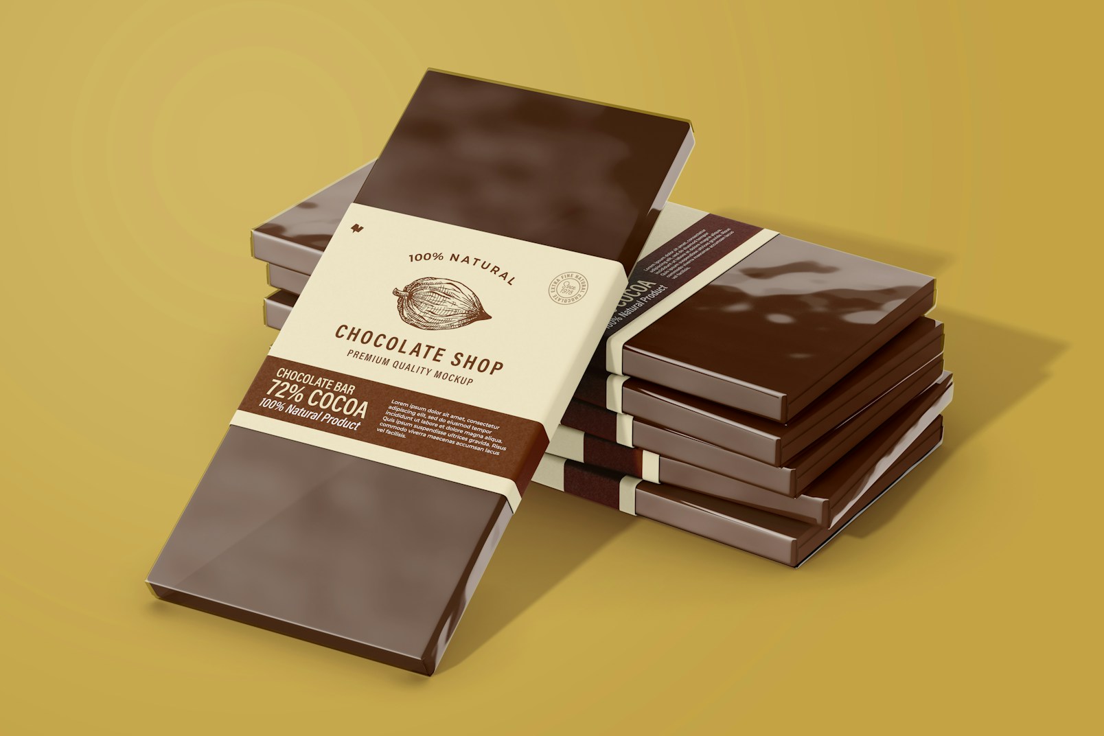 Chocolate Bar with Label Mockup, Stacked