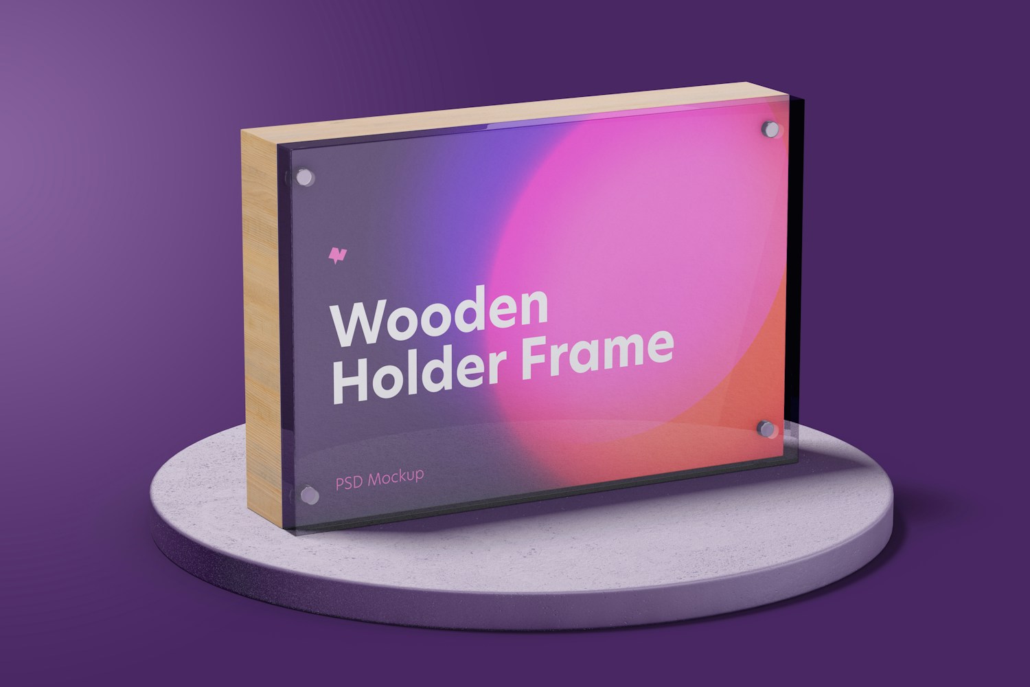 Wooden Label Holder Frame Mockup