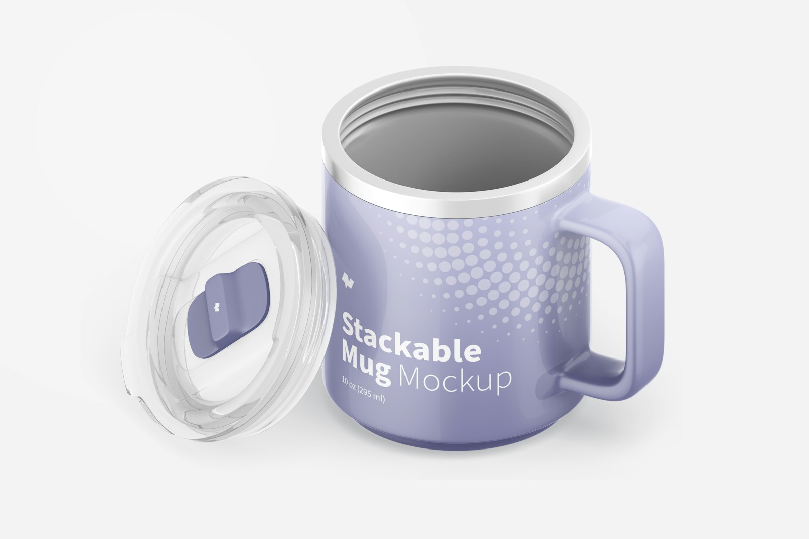 10 oz Stackable Mug Mockup, Isometric View Opened