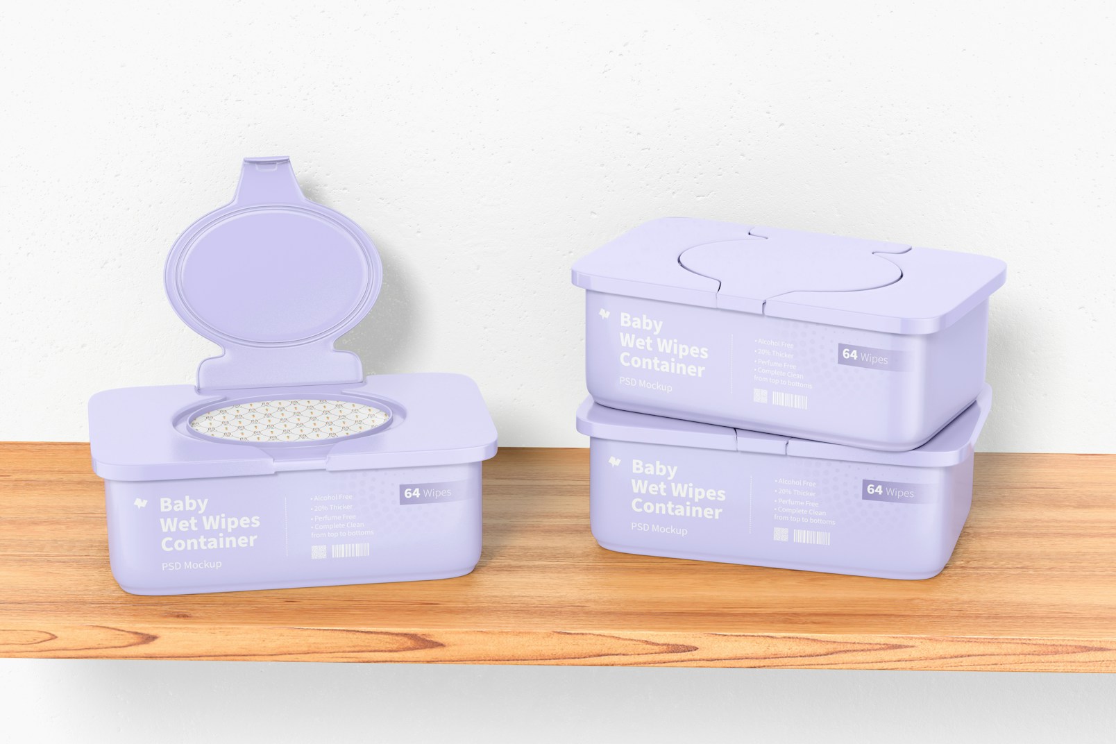 Baby Wet Wipes Containers Set Mockup