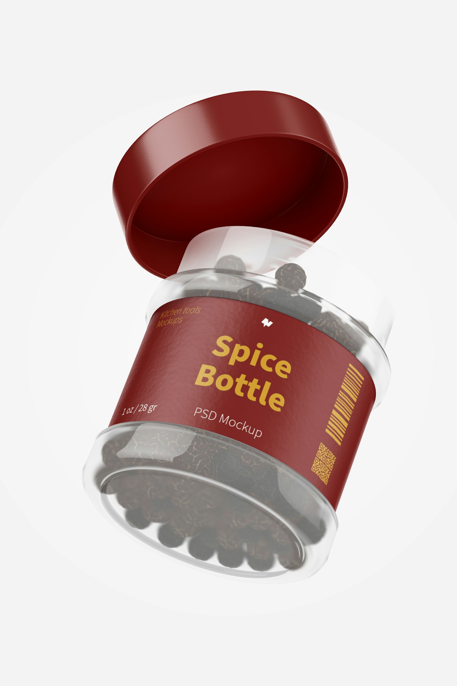 1 oz Clear PET Spice Bottle Mockup, Opened