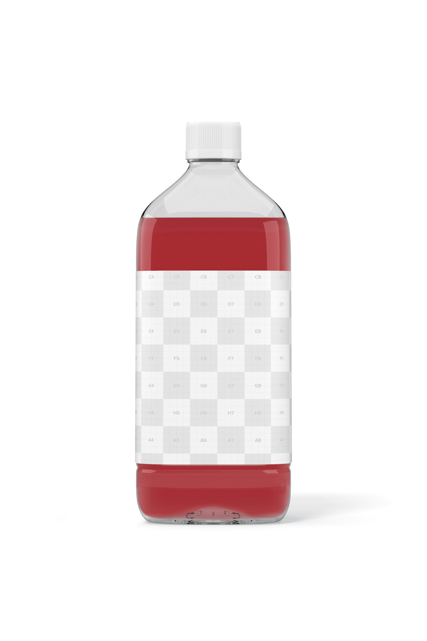 Maqueta de Botellas Transparentes de Jugo 64 oz , Vista Frontal