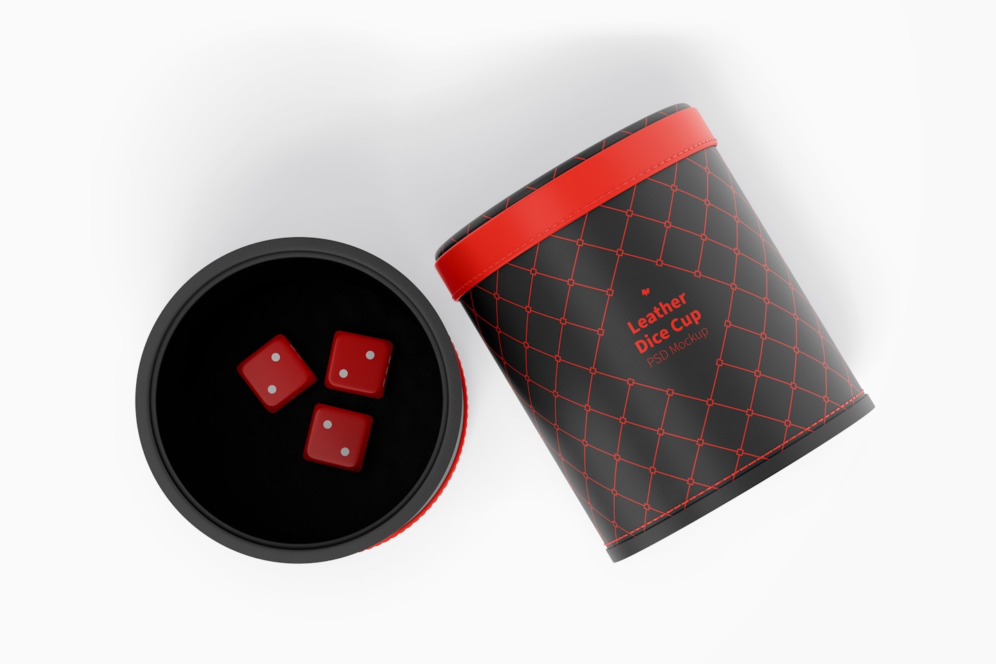 Leather Dice Cups Mockup, Top View