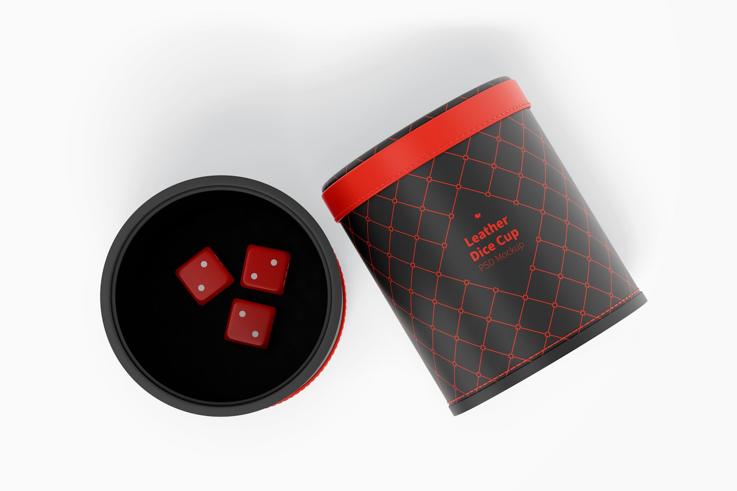 Leather Dice Cups Mockup, Top View Leather Dice Cups Mockup, Top View