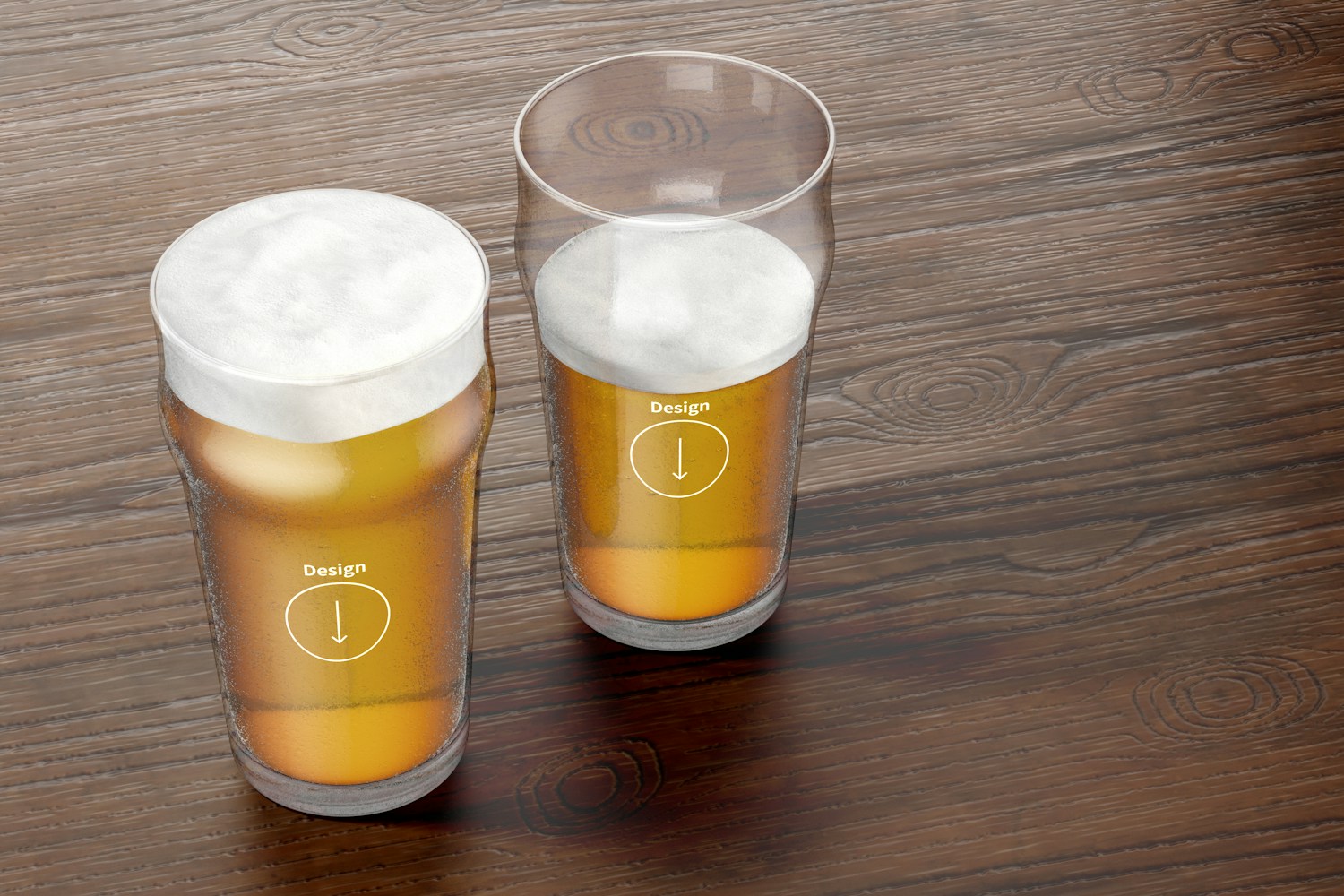 19 oz Beer Nonic Pint Glass Mockup, Perspective