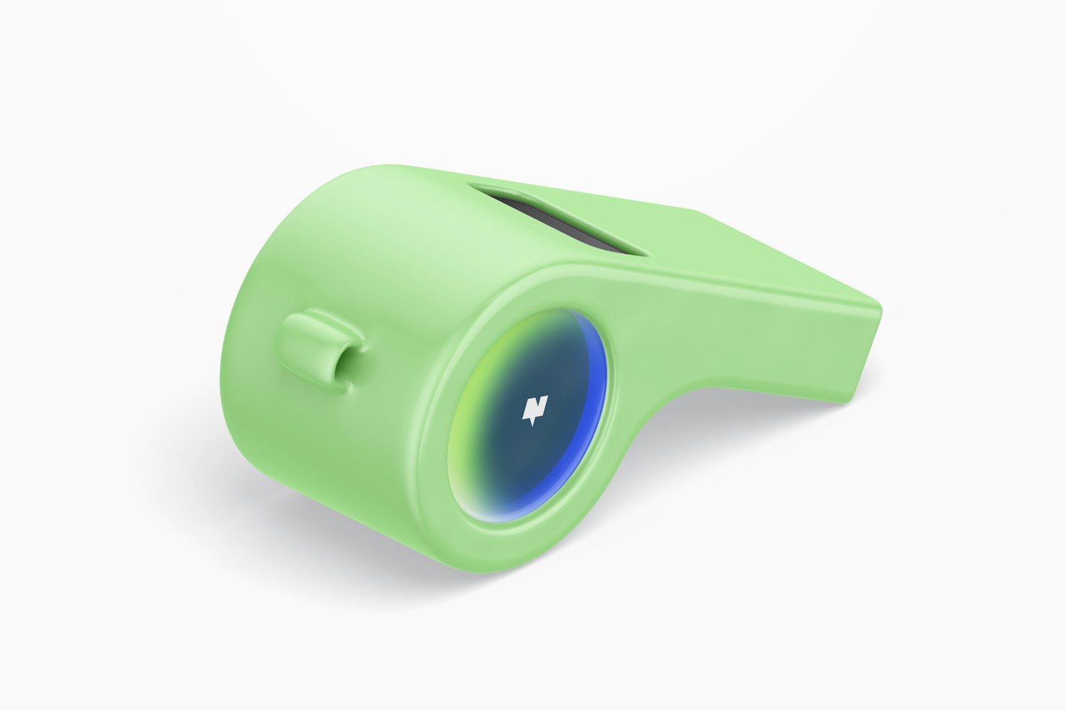 Plastic Whistle Mockup, Isometric Right View Plastic Whistle Mockup, Isometric Right View