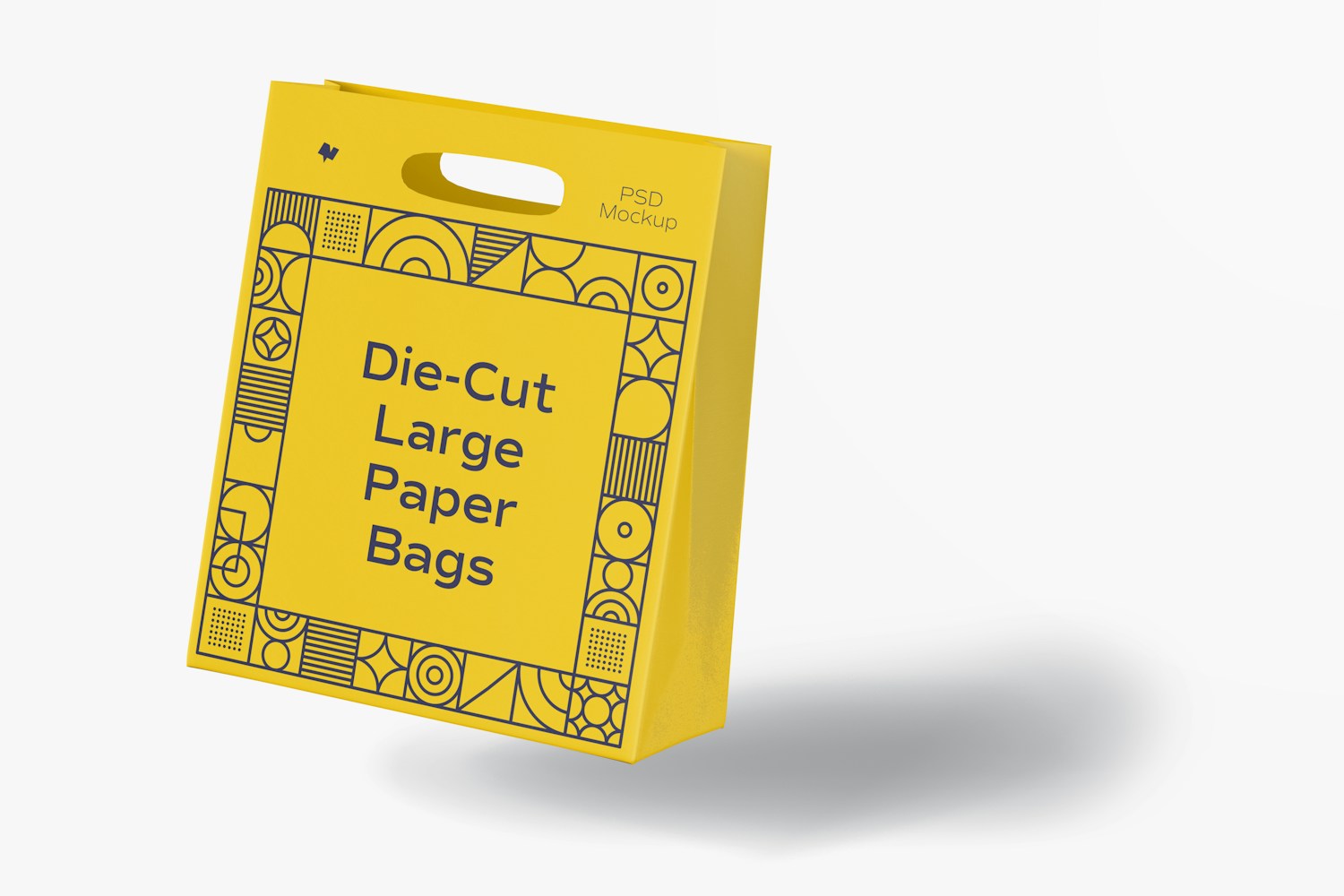Die-Cut Large Paper Bag Mockup, Leaned