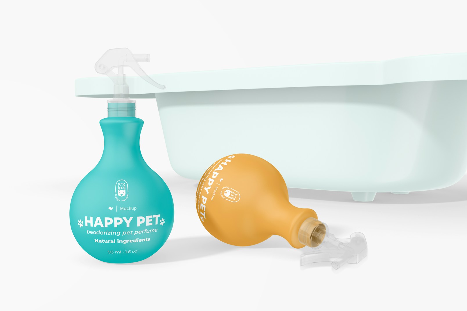 Maqueta de Botellas de Perfume para Mascotas, Caída y de Pie
